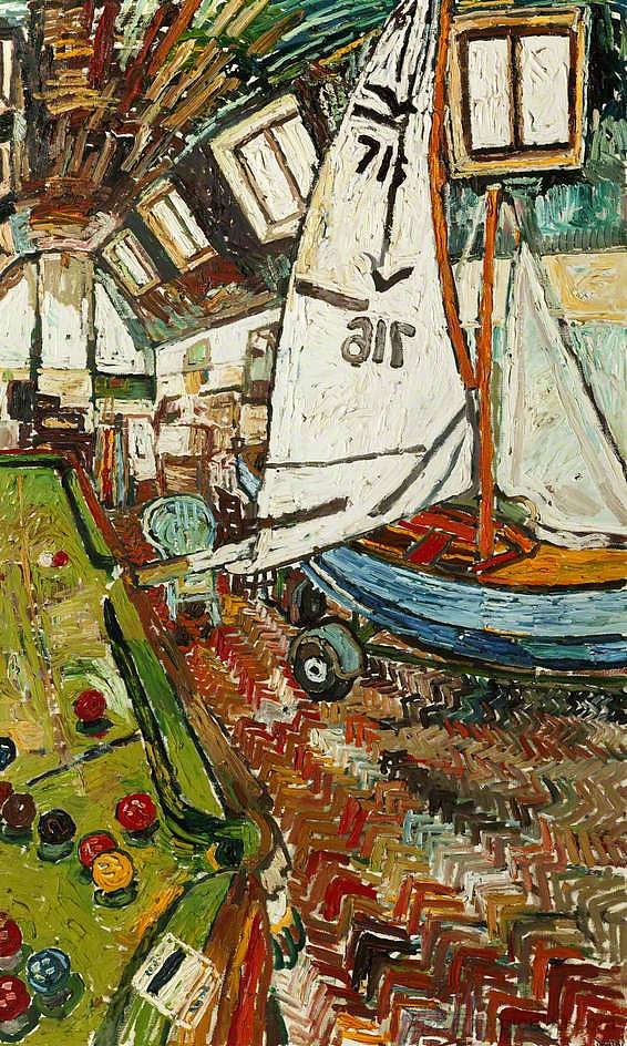 艺术家工作室的帆船 Sailboat in the Artist's Studio，约翰·布拉特比