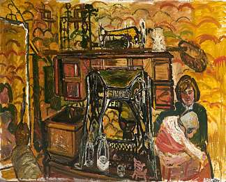 缝纫机，妻子和婴儿 Sewing Machine, Wife and Baby (1960)，约翰·布拉特比