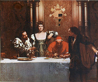 一杯凯撒·博吉亚的葡萄酒 A glass of wine with Caesar Borgia (1893)，约翰·柯里尔