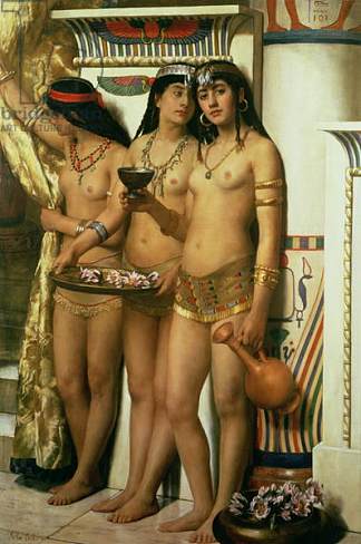 法老的侍女 Pharaoh’s Handmaidens (1883)，约翰·柯里尔