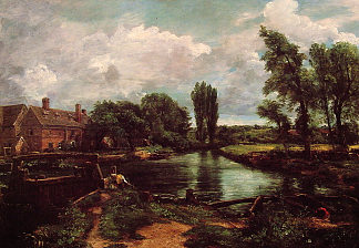弗莱特福德磨坊从Stour on the Stour on the Stour Flatford Mill from a Lock on the Stour (1811)，约翰·康斯特布尔