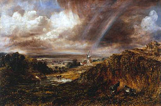 汉普斯特德希思与彩虹 Hampstead Heath with a Rainbow (1836)，约翰·康斯特布尔