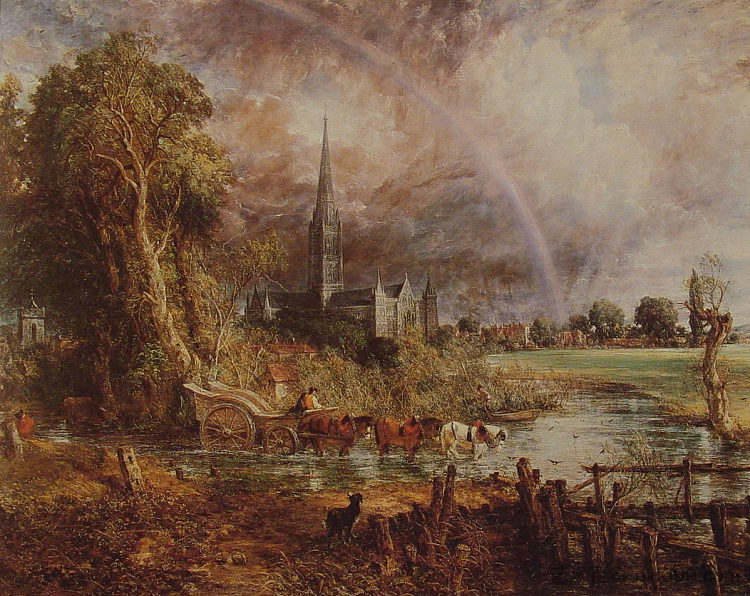 草地上的索尔兹伯里大教堂 Salisbury Cathedral from the Meadows (1831)，约翰·康斯特布尔