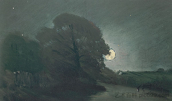 月光下的荒原边缘 The edge of a Heath by moonlight (1810)，约翰·康斯特布尔