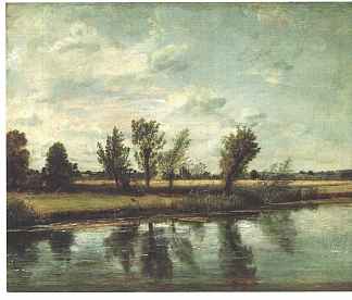 索尔兹伯里附近的水草地 Water Meadows near Salisbury (1820)，约翰·康斯特布尔