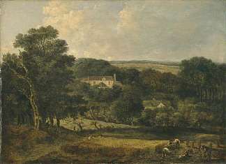 诺里奇附近的收割机景观 View near Norwich with Harvesters (1821)，约翰·克罗姆