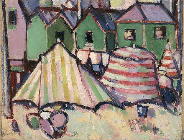 圣皇宫的沐浴箱和帐篷 Bathing Boxes and Tents at St Palais (1910)，约翰·邓肯·弗格森