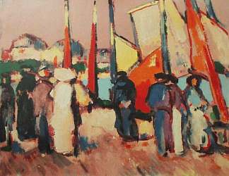 鲁瓦扬的人民和帆 People and Sails at Royan (1910)，约翰·邓肯·弗格森