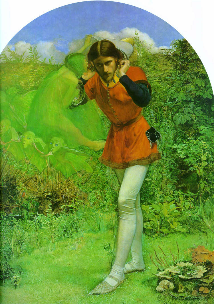 费迪南德被爱丽儿引诱 Ferdinand Lured by Ariel (1849 - 1850),约翰·埃弗里特·米莱斯