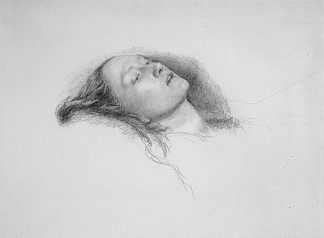 奥菲莉亚的研究 Study for Ophelia (1852)，约翰·埃弗里特·米莱斯