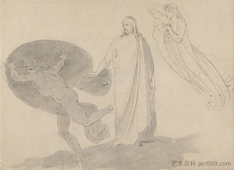 让你在我身后，撒旦 Get Thee Behind Me, Satan (1787)，约翰·弗拉克斯曼