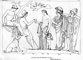 巴黎的审判。《伊利亚特》插图 The Judgment of Paris. Illustration to the Iliad (1793 – 1795)，约翰·弗拉克斯曼
