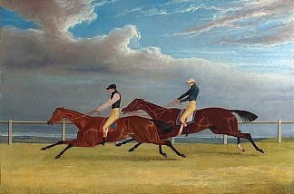 1827年圣莱格的完成。玛蒂尔达击败马梅卢克 Finish of the 1827 St Leger. Matilda Beats Mameluke (1827)，老约翰·弗雷德里克·赫林