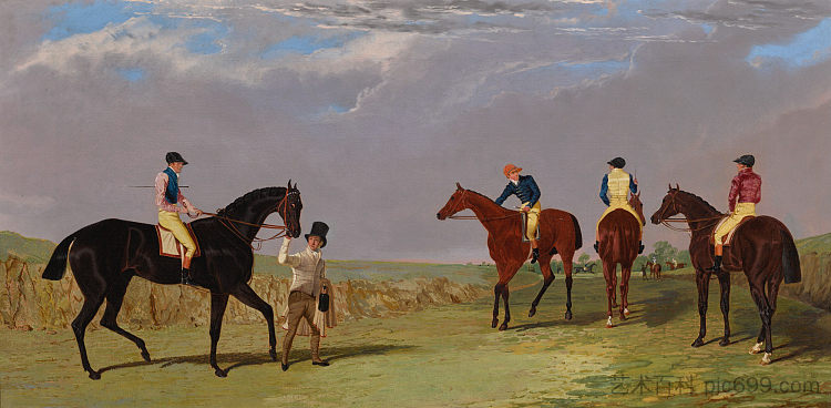 彩票，长腰，塞德里克和费加罗都与骑师一起上升 Lottery, Longwaist, Cedric and Figaro All with Jockey up (1800)，老约翰·弗雷德里克·赫林