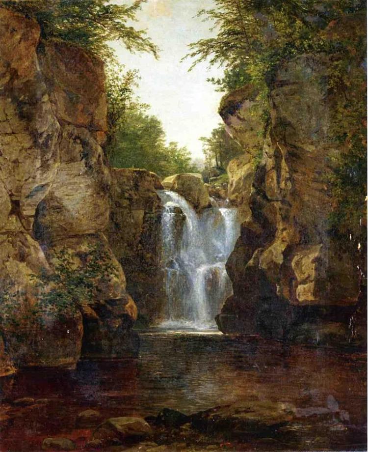 巴什比什瀑布 Bash Bish Falls (1855 - 1860)，约翰·冯检基·肯西特