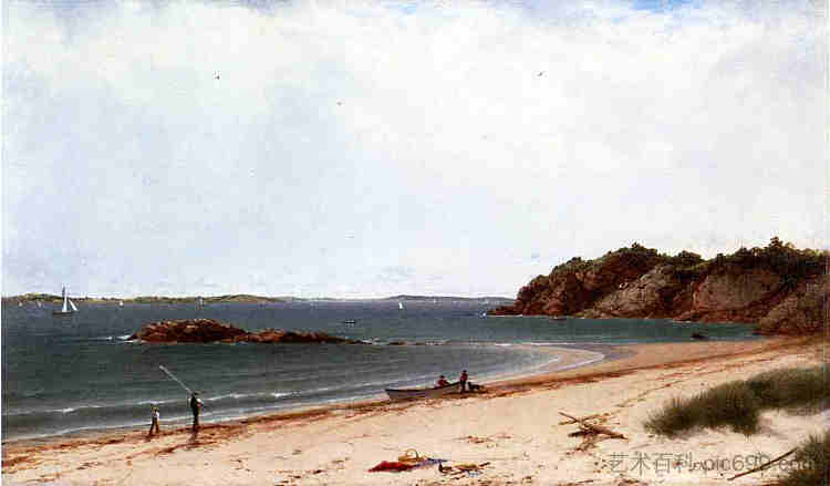 马萨诸塞州比佛利海滩的景色 View of the Beach at Beverly, Massachusetts (1860),约翰·冯检基·肯西特