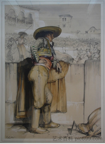 塞维利亚拉马埃斯特兰萨的皮卡多 The picador in La Maestranza, Seville (1836)，约翰·弗雷德里克·刘易斯