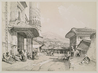 布鲁萨大清真寺外观 Exterior of the Great Mosque, Brussa (1838)，约翰·弗雷德里克·刘易斯