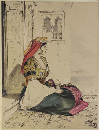 犹太妇女在嘉年华礼服 Jewish Woman in Fiesta Dress (1835)，约翰·弗雷德里克·刘易斯