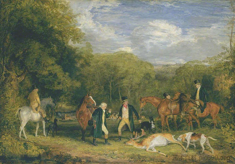 在温莎大公园射击 Buck-shooting in Windsor Great Park (1825),约翰·弗雷德里克·刘易斯