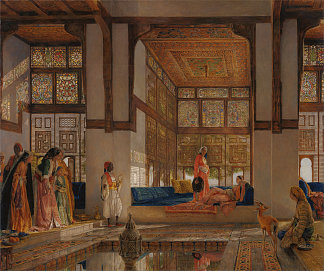 接待访客的女士（接待处） A Lady Receiving Visitors (The Reception) (1873)，约翰·弗雷德里克·刘易斯