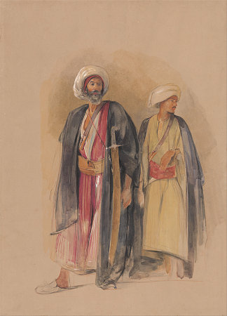 Gebel Tor的Sheik Hussein和他的儿子 Sheik Hussein of Gebel Tor and His Son (1842 – 1843)，约翰·弗雷德里克·刘易斯