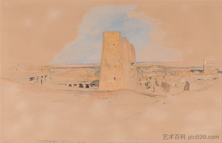 埃德福神庙，上埃及 Temple of Edfou, Upper Egypt (1841 - 1851)，约翰·弗雷德里克·刘易斯