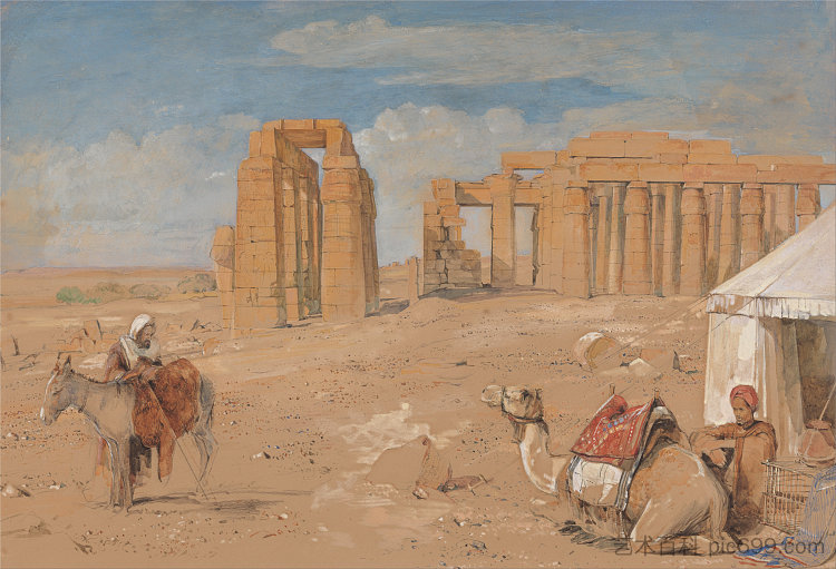 底比斯的拉美西姆 The Ramesseum at Thebes (1841 - 1851)，约翰·弗雷德里克·刘易斯