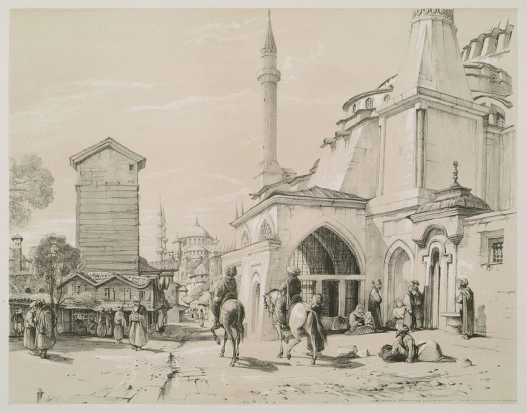 圣索菲亚和苏丹阿赫迈特的远景（清真寺） Saint Sophia and Distant View of Sultan Achmet (mosques) (1838)，约翰·弗雷德里克·刘易斯