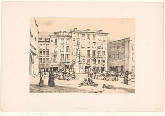 西班牙之旅草图：马德里太阳门广场马德里太阳门广场 Sketches of a trip to Spain: Puerta del Sol, in MadridLa puerta del Sol, Madrid (1836)，约翰·弗雷德里克·刘易斯