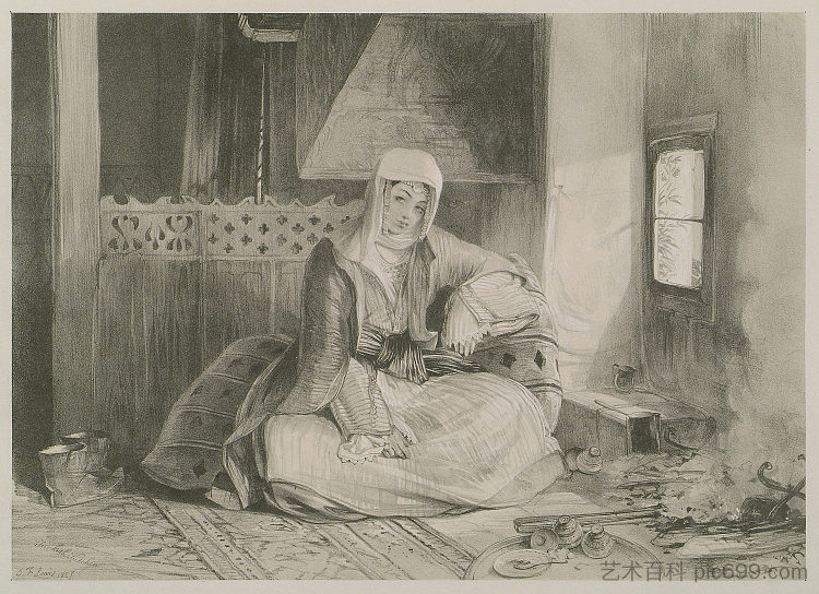 土耳其女性 Turkish Female (1838)，约翰·弗雷德里克·刘易斯