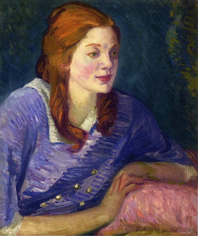 颂歌与红色卷发 Carol with Red Curls (1913)，约翰法国斯隆