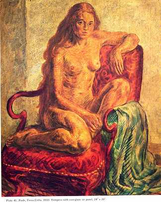 裸色， 赤陶 Nude, Terra Cotta (1933)，约翰法国斯隆