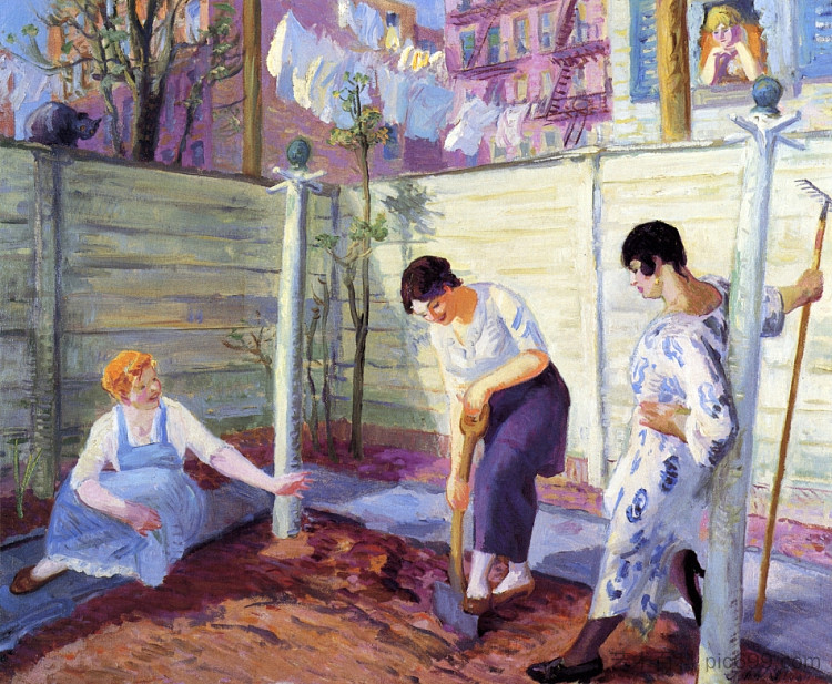 春季种植，格林威治村 Spring Planting, Greenwich Village (1913)，约翰法国斯隆