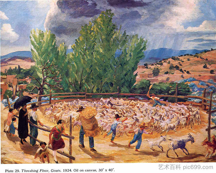 脱粒场，圣达菲 Threshing Floor, Santa Fe (1924)，约翰法国斯隆