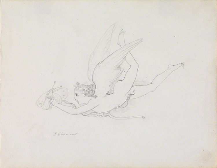 追逐蝴蝶的普托 A putto pursuing a butterfly (1825)，约翰·吉布森
