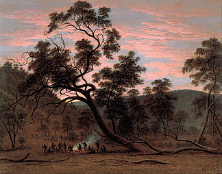 米尔斯平原当地人的佐证 A corroboree of natives in Mills Plains (1832)，约翰·格洛弗