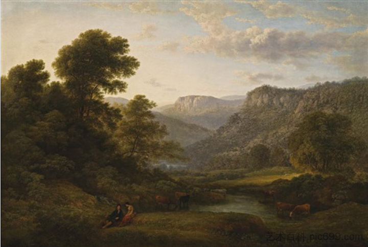 德比郡马特洛克的景色 View at matlock, derbyshire (c.1820)，约翰·格洛弗