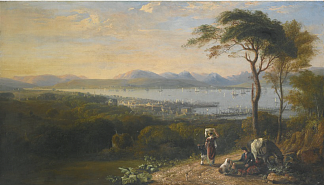 奥本的景色，旅行者在小路上休息 A view of oban with a traveller resting on a path，约翰·格洛弗