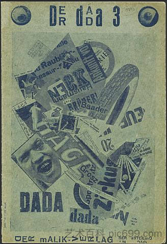 《达》封面，《轮胎环游世界》 Cover for Der Dada, The Tire Travels the World (1920)，约翰·哈特菲尔德