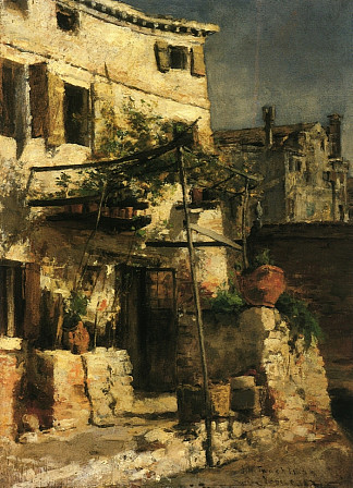 威尼斯风光 A Venetian Scene (1877)，约翰·亨利·特瓦克特曼
