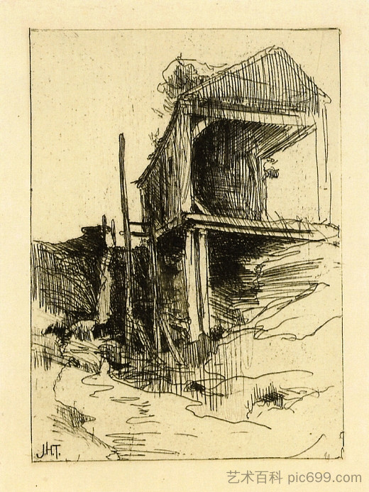 废弃的磨坊 Abandoned Mill (c.1888)，约翰·亨利·特瓦克特曼