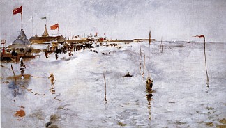 从布莱顿码头出发的康尼岛 Coney Island From Brighton Pier (c.1879 – c.1880)，约翰·亨利·特瓦克特曼