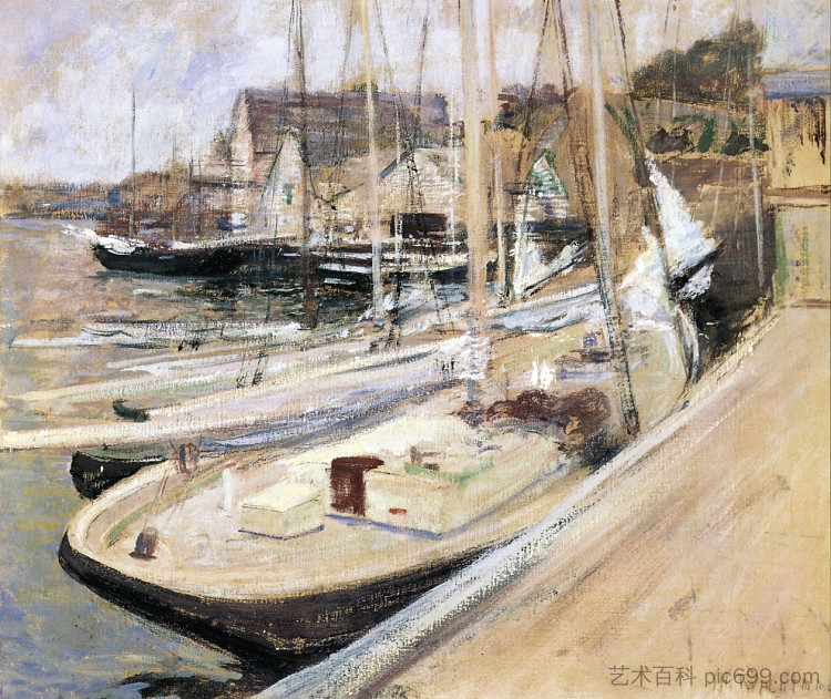 格洛斯特的渔船 Fishing Boats at Gloucester,约翰·亨利·特瓦克特曼
