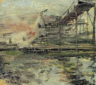 海港场景 Harbor Scene (c.1900 – c.1902)，约翰·亨利·特瓦克特曼