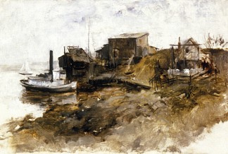 海港景观 Harbor View (1879)，约翰·亨利·特瓦克特曼