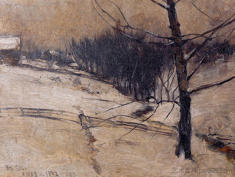 雪景 Snow Scene (1882)，约翰·亨利·特瓦克特曼