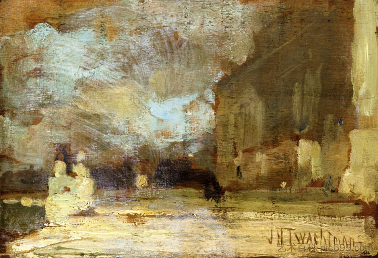 码头酒店, 威尼斯 The Quai, Venice (c.1885),约翰·亨利·特瓦克特曼