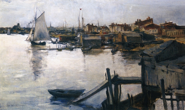 海岸 The Shore (c.1897)，约翰·亨利·特瓦克特曼