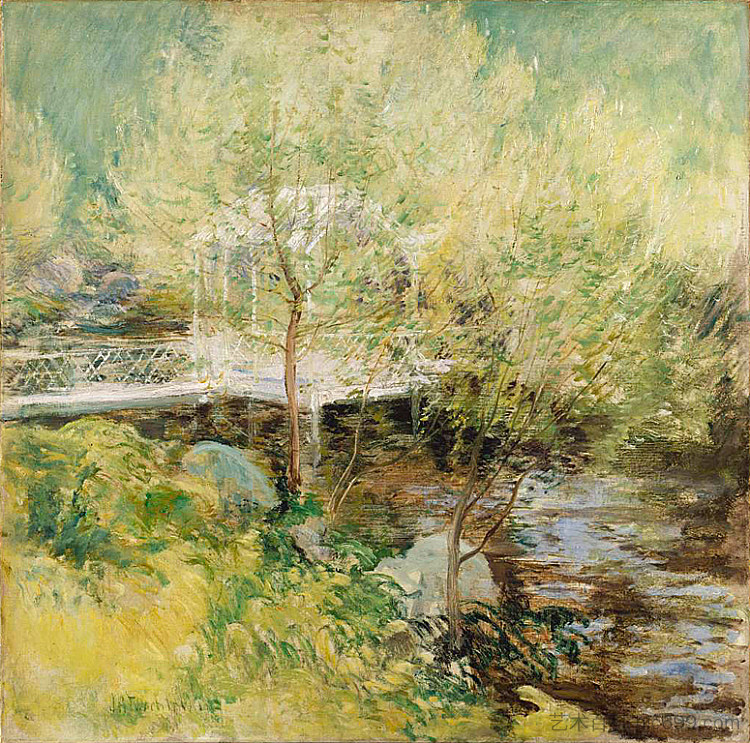 白桥 The White Bridge (c.1895 - c.1900)，约翰·亨利·特瓦克特曼